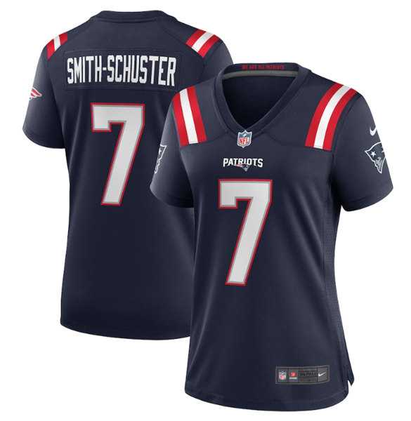 Women%27s New England Patriots #7 JuJu Smith-Schuster Navy Stitched Game Jersey Dzhi->women nfl jersey->Women Jersey